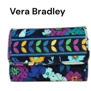 Vera Bradley Euro Wallet MIDNIGHT BLUES EUC